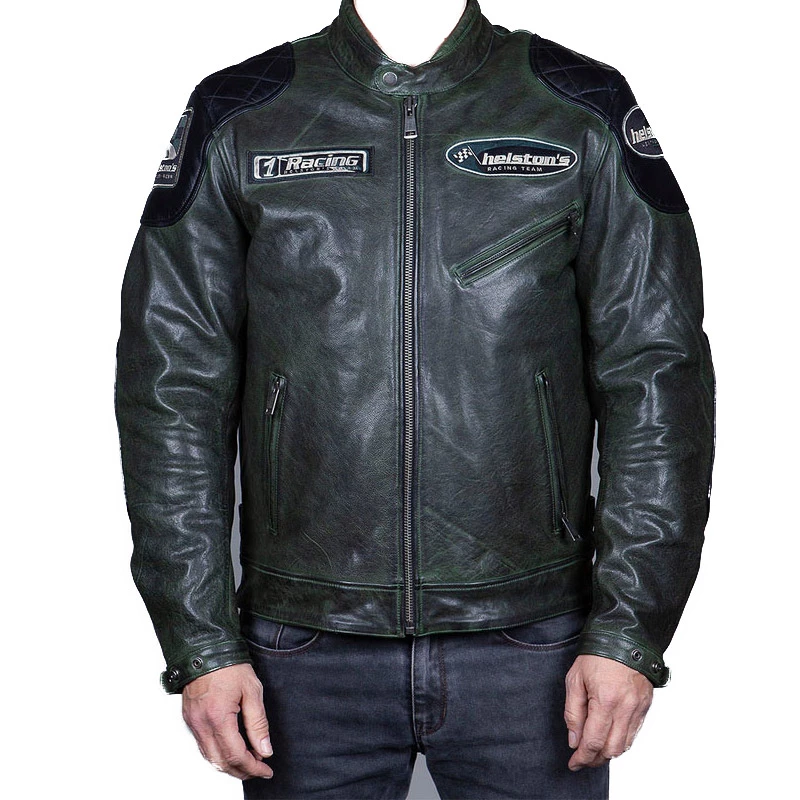 Outlet ๐ Helstons Trevor Rag Leather Jacket Green Black ๐งจ 1 Outlet ๐ Helstons Trevor Rag Leather Jacket Green Black ๐งจ